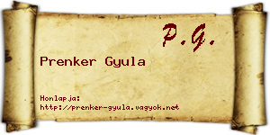 Prenker Gyula névjegykártya